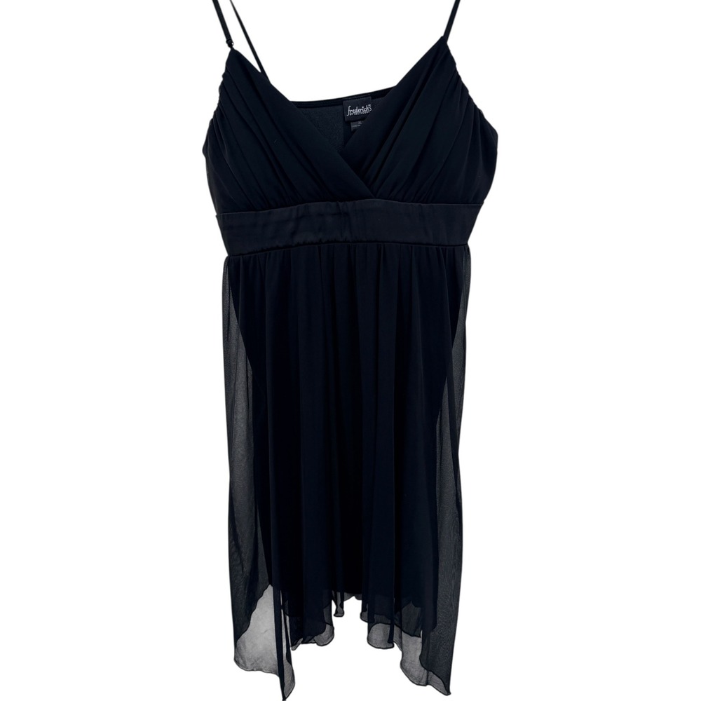 Fredericks of Hollywood Black Sheer Babydoll Chemise Pleated Empire Waist XL